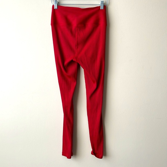 Year of Ours Deep Red High Rise Ribbed Lace Up football leggings size Medium - Picture 3 of 7